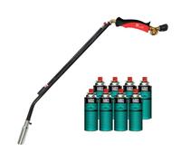 Intec - Desherbador térmico de gas 1100 W + 8 cartuchos de gas Butano Brule Hierbas Encendido piezo + Adaptador multicartucho