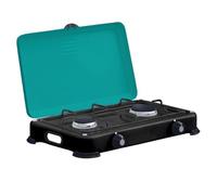 INTEC - Hornillo de gas con 2 fuegos de 3200 W y parrilla de hierro fundido extraíbles - Placa de cocción con tapa GOLD II