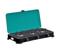 INTEC - Hornillo de gas de 3 fuegos 4100 W quemadores y parrilla de hierro fundido extraíbles - Placa de cocción con tapa GOLD III