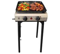 Intec - Plancha de gas 4800 W 2 quemadores encendido Piezo altura ajustable - Placa de cocción de cerámica para camping Butano/propano cocina exterior