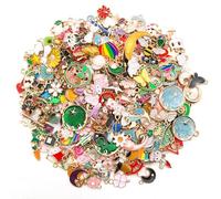 InteDesign 100 dijes de pulsera para suministros de fabricación de joyas, dijes de metal con pintura esmaltada para collares, pulseras, aretes, joyas, llaveros, accesorios para hacer, Refer to the