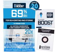 Integra Boost Paquete de control de humedad de 2 vías, conserva el sabor y controla la humedad al 69% de humedad relativa, absorbente de humedad para hierbas, especias y más, 8 gramos (paquete de 20)