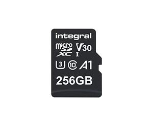 Integral 256GB microSD Card Premium Alta Velocidad Tarjeta de Memoria Vídeo 4K - Hasta 100MB/s lectura y 50MB/s escritura, UHS-I, U3, Clase 10, A1 Rendimiento para app - smartphones, tabletas, drones