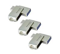 Integral 3Pack 64GB - USB Dual 3.2 Gen 1 (Tipo-C y A), diseño metálico Giratorio, rápido y práctico. Plug & Play. Compatible con iPhone 15/16, MacBook Pro/Air, iPad Pro.