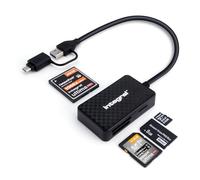 Integral 4en1 Lector de Tarjetas de Memoria, USB 3.0 y USB C Adaptador para microSD, SD, Compact Flash, MS Duo/Pro - Compatible con iPhone 15/16 Plus/Pro/Pro Max, MacBook Pro/Air, iPad, PC, smartphone