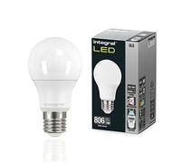 Integral Bombilla Mate LED 4 PACK E27 GLS A60 Natural 5000 K, 806 LM, 7.0W (equivalente a 60 W) no regulable - Eficiencia energética e ideal para accesorios de pared y lámparas en oficinas, salones