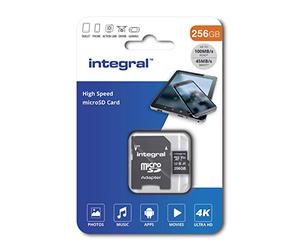 Integral INMSDX256G-100V30 - Tarjeta micro SD de 256 GB MICROSDXC UHS-1 U3 CL10 V30 A1