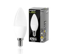 Integral LED E14 Cálido 2700K, 470LM, 4,9W (equivalente a 40W) Bombilla Mate Tipo Vela Regulable - Paquete de 4 - Eficiencia energética - para lámparas y lámparas de araña en salones, comedores y mas
