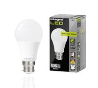 Integral LED GLS B22 bombilla bombilla sensor crepuscular mate no regulable - Blanco cálido 2700K, 806lm, 8W (60W equivalente) - Eficiente e ideal para exterior, porche, garaje, jardín, patio