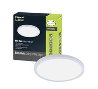 Integral LED Luz regulable para techo y pared de 15 W 1300 LM | 241 mm de diámetro | Diseño circular moderno superdelgado | Bisel blanco | Ideal para dormitorio, cocina, salón, estudio y pasillo