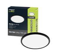 Integral LED Luz regulable para techo y pared de 18 W 1500 LM | 291 mm de diámetro | Diseño circular moderno superdelgado | Bisel negro | Ideal para dormitorio, cocina, salón, estudio y pasillo