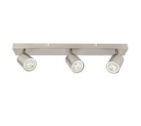 Integral LED Siena Barra de focos LED GU10 de 3 luces | Lámpara moderna de techo para interior | Ajustable y giratoria | Para salón, dormitorio - Acabado níquel satinado