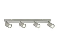Integral LED Siena Barra de focos LED GU10 de 4 luces | Lámpara moderna de techo de interior | Ajustable y giratoria | Para salón, dormitorio - Acabado níquel satinado