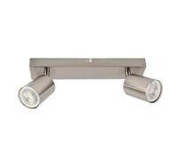Integral LED Siena Barra de focos LED GU10 de dos direcciones | Lámpara moderna de techo para interior | Ajustable y giratoria | Para salón, dormitorio - Acabado níquel satinado