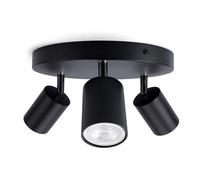 Integral LED Siena Foco LED GU10 con base redonda de 3 posiciones | Lámpara moderna de techo para interior | Ajustable y giratoria | Ideal para salón - Acabado negro mate