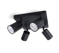 Integral LED Siena Foco LED GU10 de base cuadrada de 4 direcciones | Lámpara moderna de techo para interior | Ajustable y giratoria | Ideal para salón - Acabado negro mate