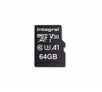 Integral Memory - Tarjeta de Memoria de 64 GB microSDxC Premium de Alta Velocidad de hasta 100 MB/s de Lectura, 45 MB/s de Escritura, V30 UHS-I U3 + Adaptador SD