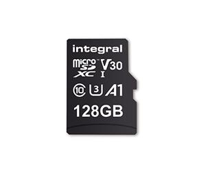 Integral Memory - Tarjeta de Memoria microSDxC de 128 GB de Alta Velocidad de hasta 100 MB/s de Lectura, 45 MB/s de Escritura, V30 UHS-I U3 + Adaptador SD