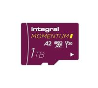 Integral Momentum I Tarjeta Micro SDXC de 1 TB, hasta 210 MB/s de Lectura y 180 MB/s de Escritura, V30, U3, A2, 4K/5K UHD para GoPro, Drones dji, cámaras de acción, Resistente al Agua