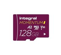 Integral Momentum I Tarjeta Micro SDXC de 128 GB, hasta 210 MB/s de Lectura y 180 MB/s de Escritura, V30, U3, A2, 4K/5K UHD para GoPro, Drones dji, cámaras de acción, Resistente al Agua