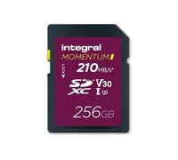 Integral Momentum I Tarjeta SDXC de 256 GB V30 U3, hasta 210 MB/s de Lectura y 180 MB/s de Escritura, para cámaras DSLR, sin Espejo y videocámaras, para vídeo 4K UHD, Resistente al Agua