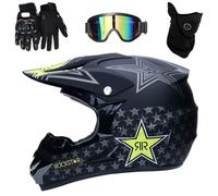 Integral MTB Casco de Motocross Colocar, con Gafas Guantes Mascarilla, Juventud Niños Off Road Enduro Moto Karting Cascos, Cuesta Abajo MX ATV BMX Carreras Dirt Bike Chocar Casco(Matte Black,M/54-55CM