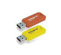 Integral Neon USB 3.0 Memoria USB 64GB Paquete de 2 (Amarillo/Naranja)