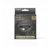 Integral Secure 360-C Unidad Flash USB Encriptada 16GB - Conector USB-C - Cifrado AES de 256 bits - Compatible con Mac, MacBook, PC, portátil