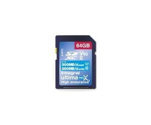 Integral Tarjeta SD de 64 GB UHS-II V90 con velocidades de Lectura de hasta 300 MB/s y velocidades de Escritura de 280 MB/s, Tarjeta de Memoria de óptima Velocidad Profesional SDXC
