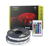 Integral tiras LED de interior 10m RGB con adaptador de enchufe de la UE y controlador IR, Plug & Play, variación de color, regulable - Color y brillo ajustables - Luz LED adhesiva