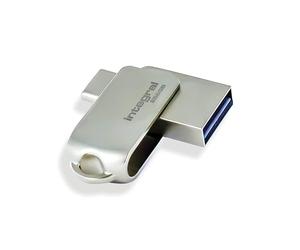 Integral Unidad Flash 256GB 360-Dual USB 3.2 Gen 1 Tipo A & USB-C - Transferencias de 5Gbps - Plug & Play - Compatible con PC, portátil, Smartphones, iPhone 15/16, MacBook Pro/Air y iPad Pro