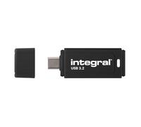 Integral USB-C Black 32GB Unidad Flash USB 3.2 Gen 1 - Type-C de Alta Velocidad/USB 3.1/3.0, Lectura 150 MB/s, Escritura 30 MB/s, Plug-and-Play, Almacenamiento portátil para PC, Mac, Portátil