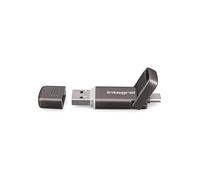 Integral USSD SlimXpress Dual USB 3.2 Gen 2x1 de 128 GB, Puertos duales Tipo C y Tipo A, SSD portátil, Lectura de hasta 550 MB/s y Escritura de hasta 500 MB/s.