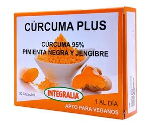 Integralia Cúrcuma Plus 30 Cápsulas - Extracto de Cúrcuma al 95% con Jengibre y Pimienta Negra - Antiinflamatorio y Antioxidante Natural para Articulaciones - Alta Absorción