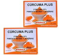 Integralia Cúrcuma Plus - Pack Ahorro 2 x 30 Cápsulas - Extracto de Cúrcuma al 95% con Jengibre y Pimienta Negra - Antiinflamatorio y Antioxidante Natural para Articulaciones - Alta Absorción