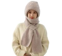 Integrated Ear Protection Windproof Cap Scarf, Knitting Thick Warm Ear Guard Hat, Winter Fashion Warm Knitted Hat for Women