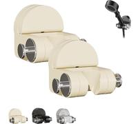 Integrated Suction Cup Shower Rack, Wall Mounted Non-Perforated Shower Fixture, Universal No-Drill Adjustable Removable Shower Head Holder Drill Free Glue (Beige,2Pcs)