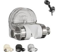 Integrated Suction Cup Shower Rack, Wall Mounted Non-Perforated Shower Fixture, Universal No-Drill Adjustable Removable Shower Head Holder Drill Free Glue (Transparent,1Pcs)