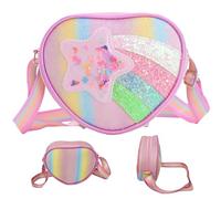 Integrity.1 Rainbow Bolso Pequeño con Correa Ajustable, Bandolera de Felpa para Niña 3-10años, Bolso de Mano para Niña, para Regalo de Cumpleaños, Juguete