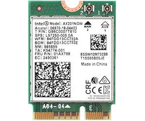 Intel AX201NGW Tarjeta inalámbrica Wi-Fi 6 AX201 - Bluetooth 5.1-2.4 GHz - 5 GHz - M.2 2230-2.4 Gbps - Banda dual (renovado)