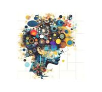 Inteligencia artificial con impresión de cerebro de bloques de construcción cuadrados, bloques de construcción creativos, rompecabezas para decoración del escritorio del hogar