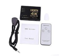 Inteligente 3 Entrada 1 Salida Caja de conmutador selector HDMI Ultra HD 3 Puertos Divisor conmutador HDMI con Control Remoto IR, Soporte 3D 4K¡Á2K Full HD1080p-Negro
