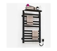 Inteligente Toallero Electrico Baño Con Temporizador,Colgador Toalla Baño Con Bandeja Superior,Radiador Toallero De Pared 10 Barras,Negro,Right Line