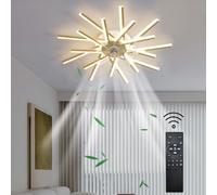 Inteligente Ventilador Techo Con Luz Motor De Reversible Moderno Regulable Ceiling Fan with Light Gran Plafón Ventilador Techo Para Dormitorio Fan Light Y Mando a Distancia Silencioso-Gold||92cm