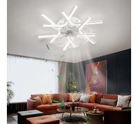 Inteligente Ventilador Techo Con Luz Motor De Reversible Moderno Regulable Ceiling Fan with Light Gran Plafón Ventilador Techo Para Dormitorio Fan Light Y Mando a Distancia Silencioso-White||62cm