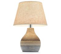 INTELIVE Lámpara de mesa pequeña de cerámica inalámbrica recargable de 25,4 cm de alto con mando a distancia, luz RGB y blanca cálida, temporizador y regulador, lámpara de mesa de batería con pantalla