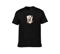 Intellectual Black Cotton Round Collar tee Featuring Skull with Book & Quill Graphic, Scholarly Vibes L