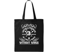 Intelligence Without Ambition is Like Bird Without Wings - Bolsa de algodón ecológico natural, color negro, Black, Talla única