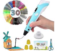 Intelligent 3d Pen with Led Display, 3d Printing Pen with Usb Charging, 30 Colors Pla Filament Refills, Compatible Pla & Abs,perfect Arts Crafts Gift