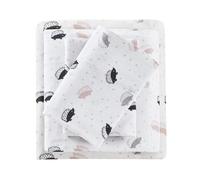 Intelligent Design Cozy Soft - Juego de sábanas de Franela 100% algodón con Estampado de Animales, Lindos, cálido y ultrasuave, para Clima frío, tamaño matrimonial, Color Rosa/Gris, erizos, 4 Piezas